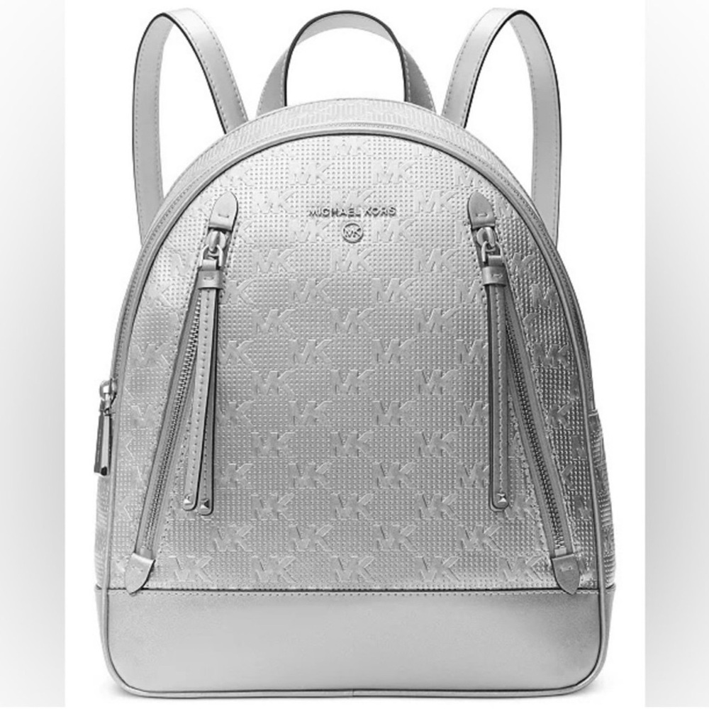 Silver Michael Kors logo Brooklyn Backpack